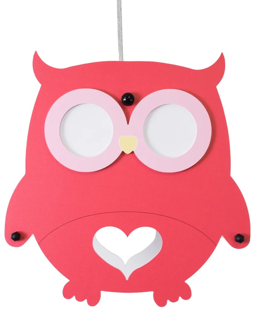 GloboStar® OWL 61576 Μοντέρνο Παιδικό Κρεμαστό Φωτιστικό Οροφής Μονόφωτο 1 x E27 Κόκκινο PVC Φιγούρα Κουκουβάγια Μ29.5 x Π15.5 x Υ30.5cm