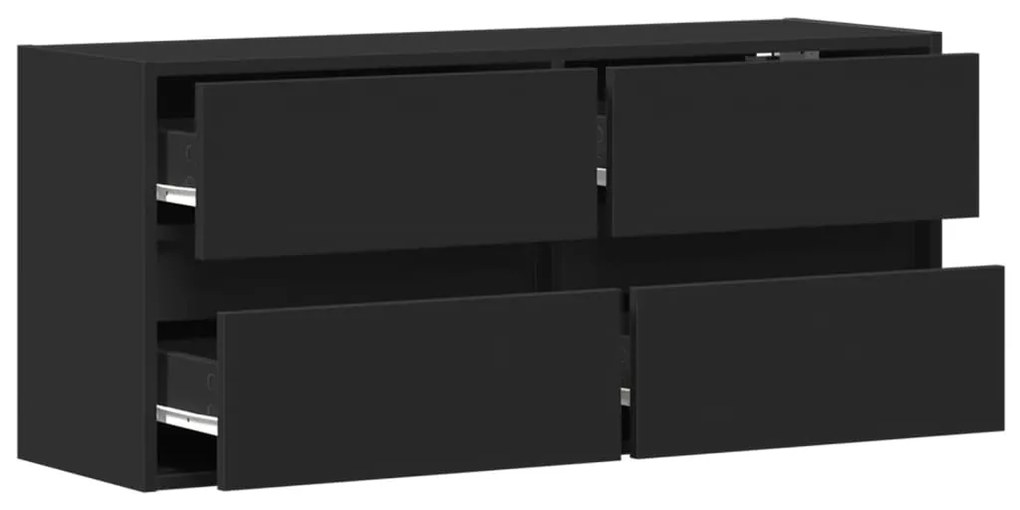 Έπιπλο Τοίχου Τηλεόρασης με LED Μαύρο 100x31x45 εκ. - Μαύρο