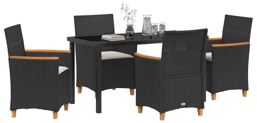 vidaXL Σέτ φαγητού για κήπο 5 pcs Μαύρο συνθετικό ρατάν