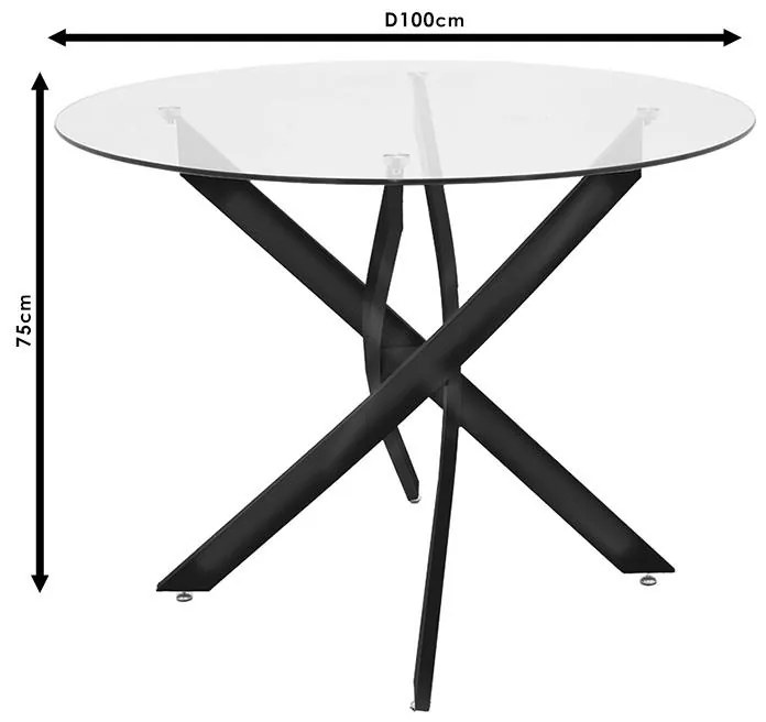 Τραπέζι Greta γυαλί 8mm tempered-μαύρο Φ100x75εκ 100x100x75 εκ.