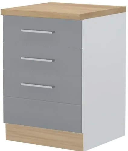 Επιδαπέδιο ντουλάπι Hudson R-60-3F-Λευκό - Γκρι - 60.00Χ60.00Χ88.00cm