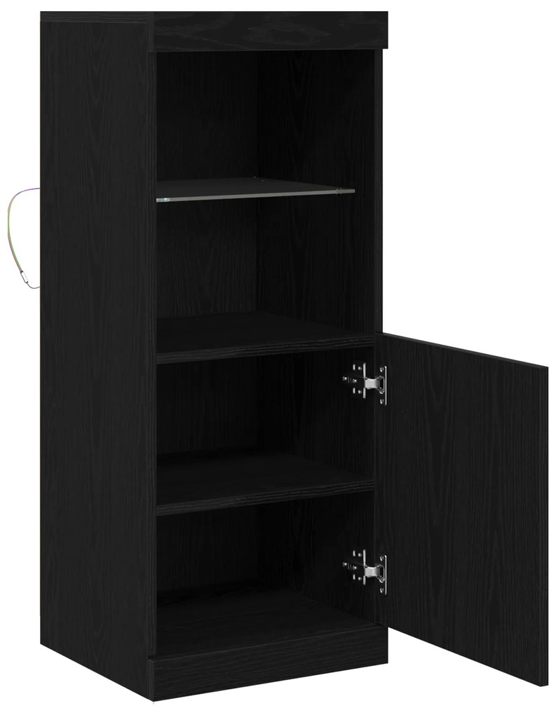 vidaXL Μπουφές με LED Φώτα Μαύρος Δρυς 41x37x100 εκ.