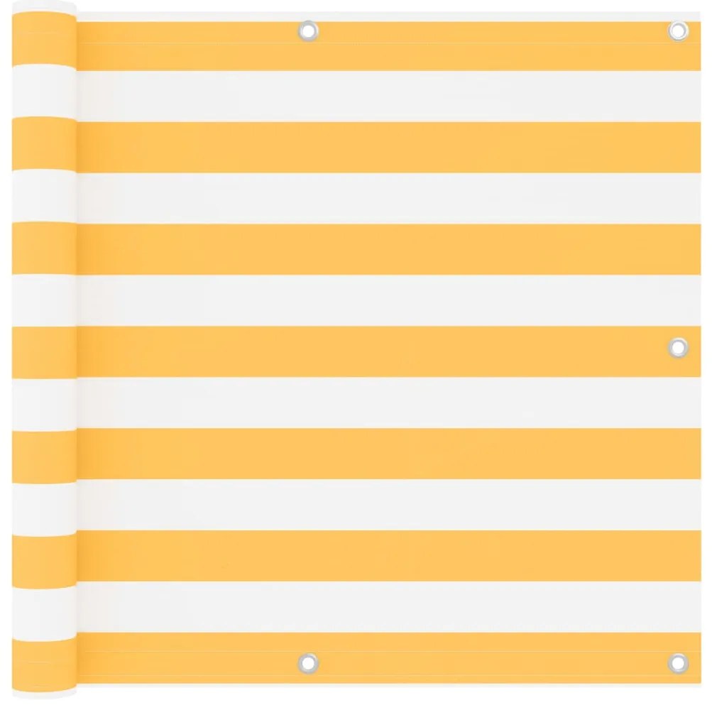 vidaXL Διαχωριστικό Βεράντας Λευκό/Κίτρινο 90 x 600 εκ. Ύφασμα Oxford