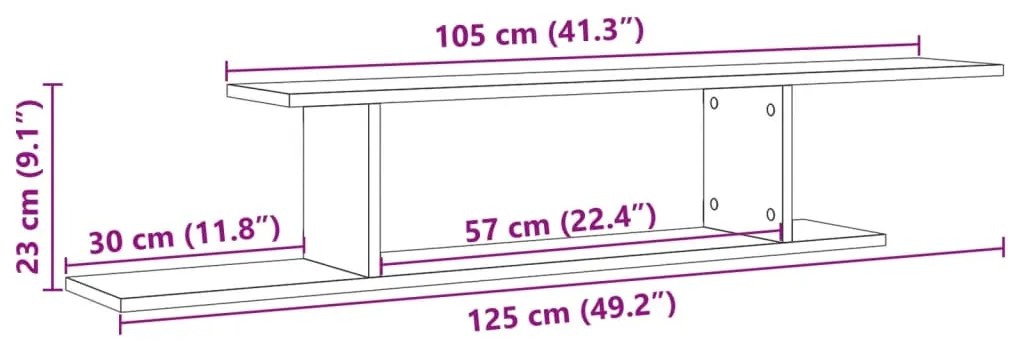 Ράφι Τηλεόρασης Επιτοίχιο 125x18x23 εκ. Επεξ. Ξύλο - Καφέ