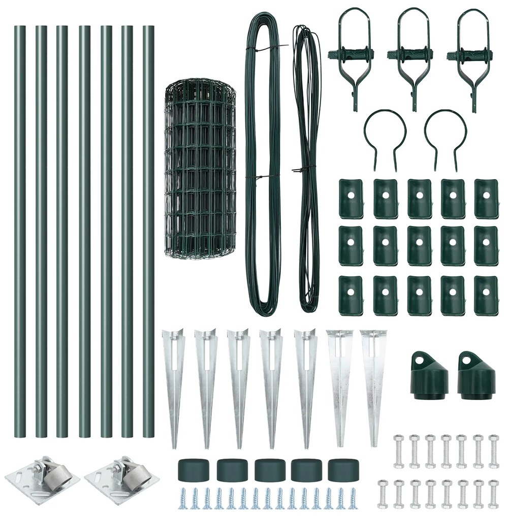 vidaXL Euro Fence με 7 Άγκιστρα 0.8x10 μ Γαλβανισμένο Ατσάλι Πράσινο