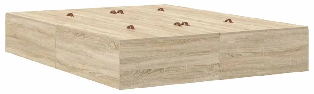 vidaXL Κρεβάτι με αποθηκευτικό χώρο Δρύς Sonoma 226.5 x 140 x 31.5 εκ.