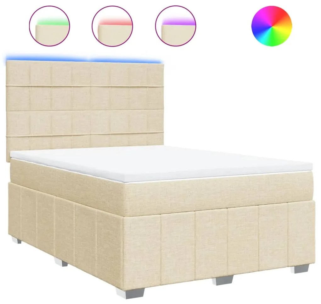 ΚΡΕΒΑΤΙ BOXSPRING ΜΕ ΣΤΡΩΜΑ ΚΡΕΜ 140X200 ΕΚ. ΥΦΑΣΜΑΤΙΝΟ 3293996