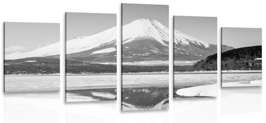 Εικόνα 5 τμημάτων Ιαπωνικό βουνό Fuji σε ασπρόμαυρο - 100x50