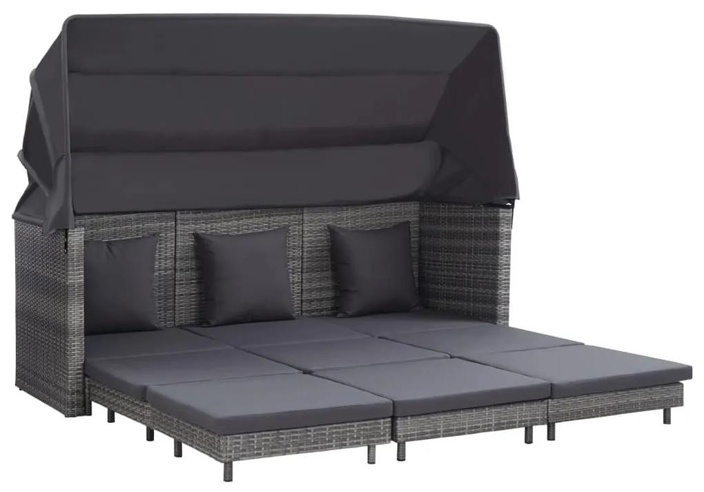 Καναπές Κρεβάτι Επεκτεινόμενος Τριθέσιος + Σκίαστρο Συνθ. Ρατάν - Γκρι