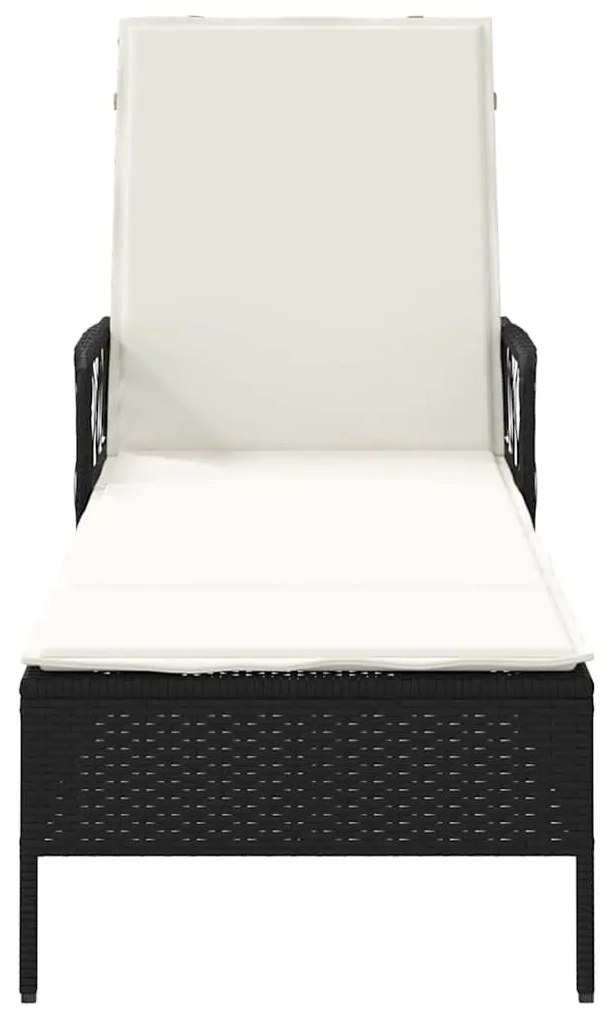 vidaXL Ξαπλώστρα με μαξιλάρι Μαύρο 157 x 55 x 92 εκ. συνθετικό ρατάν