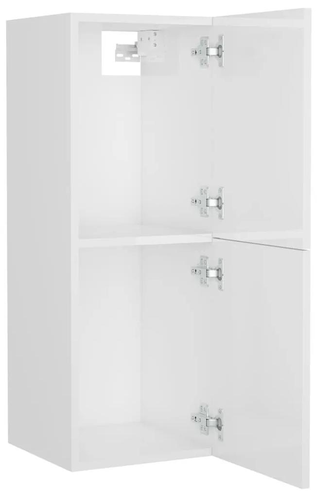 Ντουλάπι Μπάνιου Γυαλιστερό Λευκό 30 x 30 x 80 εκ. Μοριοσανίδα - Λευκό