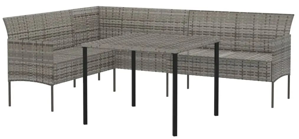 vidaXL Σετ Τραπεζαρίας Κήπου 2 τεμ. Γκρι Συνθ. Ρατάν με Μαξιλάρια