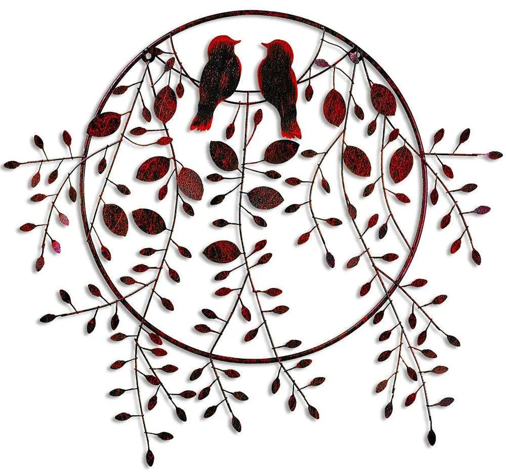 Διακοσμητικό Τοίχου Love of Birds 930DYU1233 75x86cm Black-Red Wallity Metal