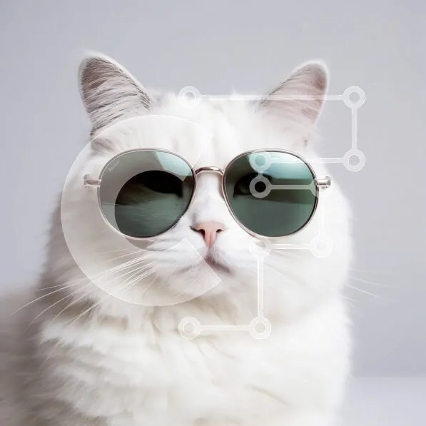 Intra Συλλεκτικό Ξύλινο Παζλ Plywood  4mm - Cool Cat in Shades - White Cat με γυαλιά ηλίου Σε Ξύλινο Κουτί - Διαστάσεις: 10x10 cm – 25 κομμάτια