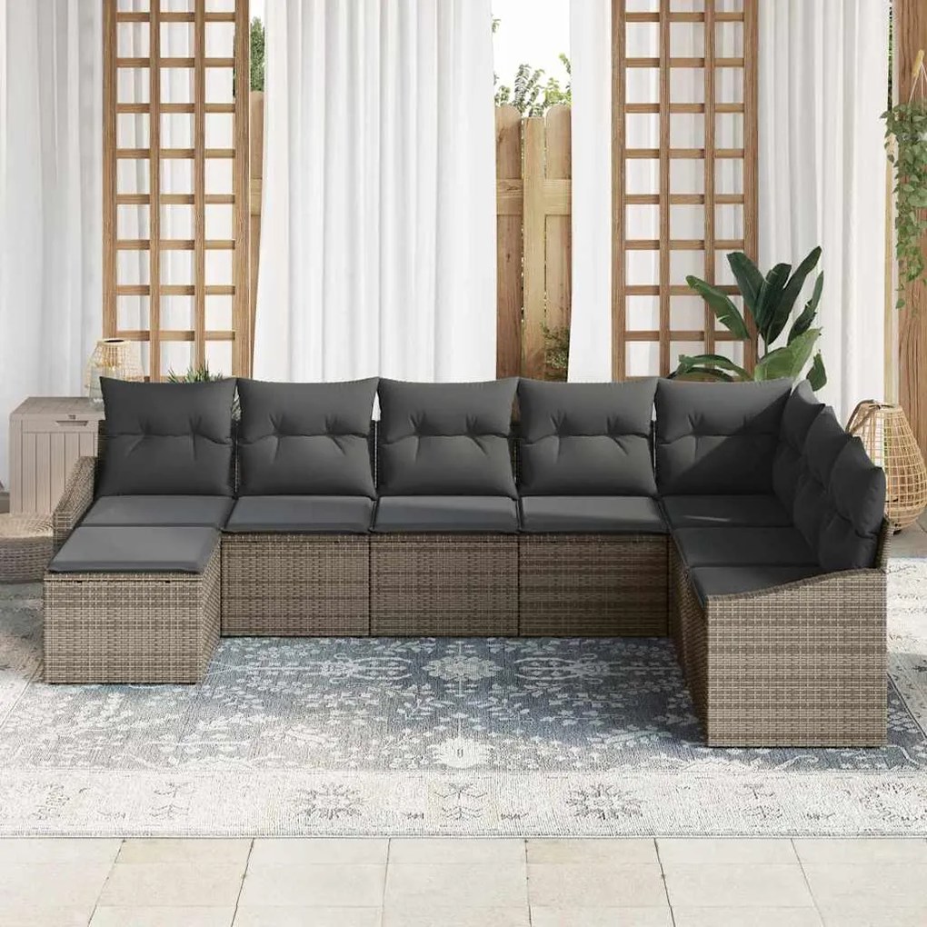 vidaXL Σετ Καναπέ Κήπου 8 pcs Γκρι Πολυ ράταν