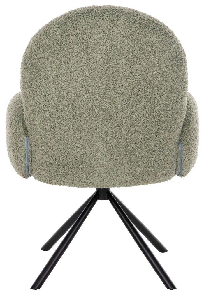 Πολυθρόνα WINON C9778.08 Περιστρεφόμενη με Olive Green Μπουκλέ Ύφασμα &amp; Μαύρο Μέταλλο 65x67x92Υ εκ. 65x67x92 εκ.