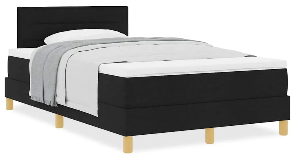 vidaXL Κρεβάτι box spring με στρώμα Μαύρο 120 x 200 cm ύφασμα