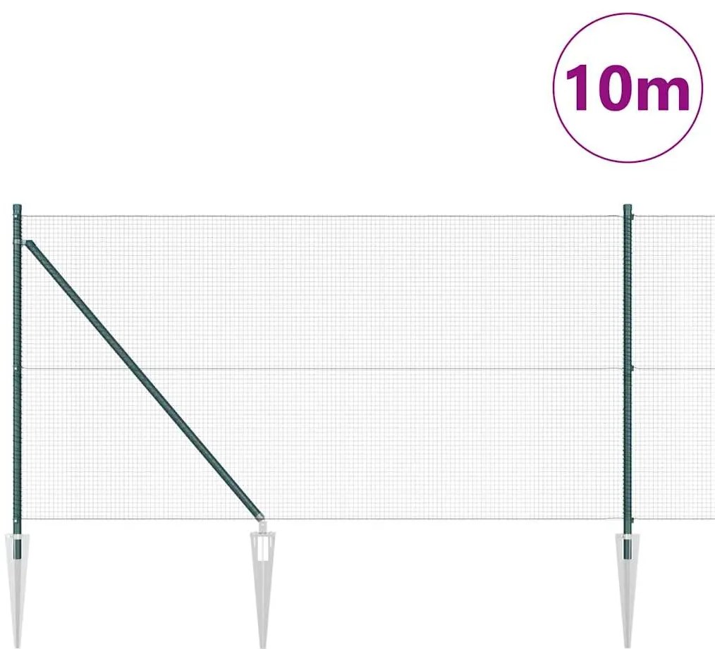 vidaXL Στύλος Περιφράξεων Πράσινο 10 x 1 μ (16 x 16 mm πλέγμα) Ατσάλι