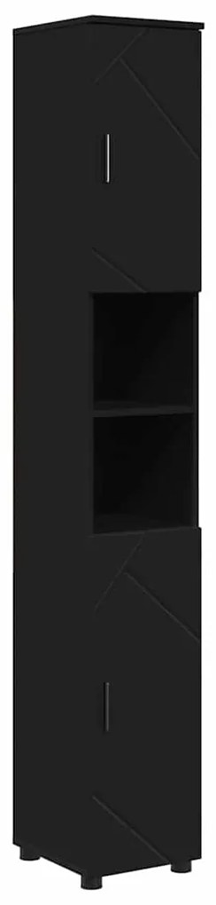 vidaXL Ντουλάπι Μπάνιου με αποθήκευση με πόρτα Μαύρο 30 x 35 x 192 εκ.