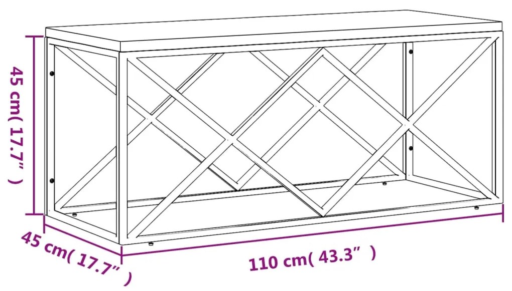 vidaXL Τραπεζάκι Σαλονιού Ανοξείδωτο Ατσάλι & Μασίφ Ανακυκλωμένο Ξύλο