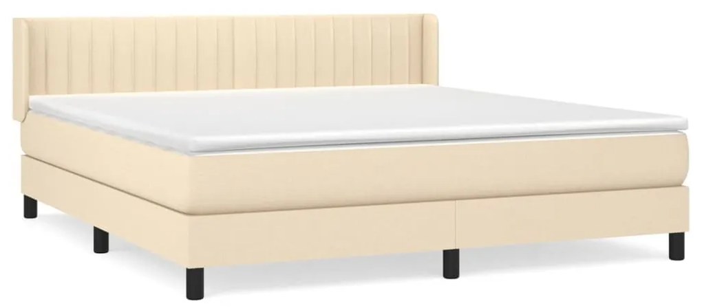 Κρεβάτι Boxspring με Στρώμα Κρεμ 160x200 εκ. Υφασμάτινο - Κρεμ