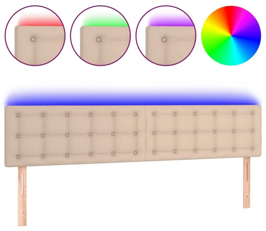Κεφαλάρι Κρεβατιού LED Καπουτσίνο 160x5x78/88 εκ. Συνθετ. Δέρμα - Καφέ