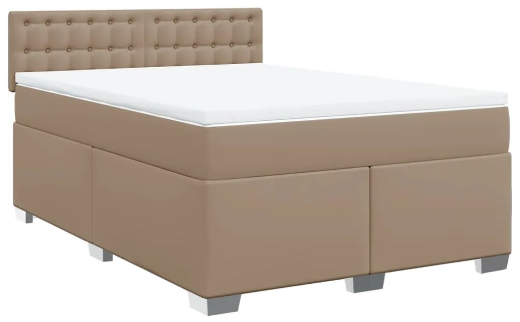 vidaXL Κρεβάτι Boxspring με Στρώμα Καπουτσίνο 160x200εκ.από Συνθ.Δέρμα