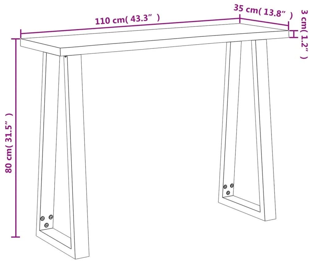 ΤΡΑΠΕΖΙ ΚΟΝΣΟΛΑ ΜΕ LIVE EDGE 110X35X80 ΕΚ. ΜΑΣΙΦ ΞΥΛΟ ΑΚΑΚΙΑΣ 353296