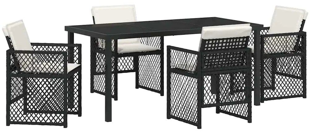 vidaXL Σέτ φαγητού για κήπο 5 pcs Μαύρο συνθετικό ρατάν