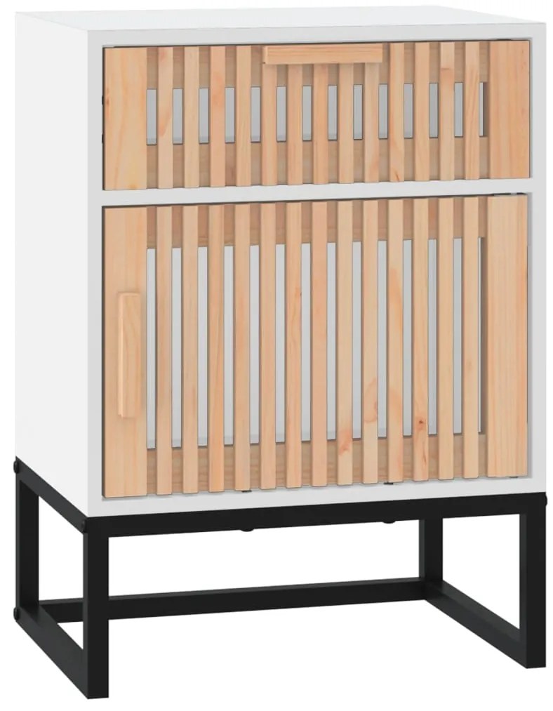 vidaXL Κομοδίνα 2 τεμ. Λευκά 40x30x55,5 εκ Επεξεργασμένο Ξύλο &amp; Σίδερο