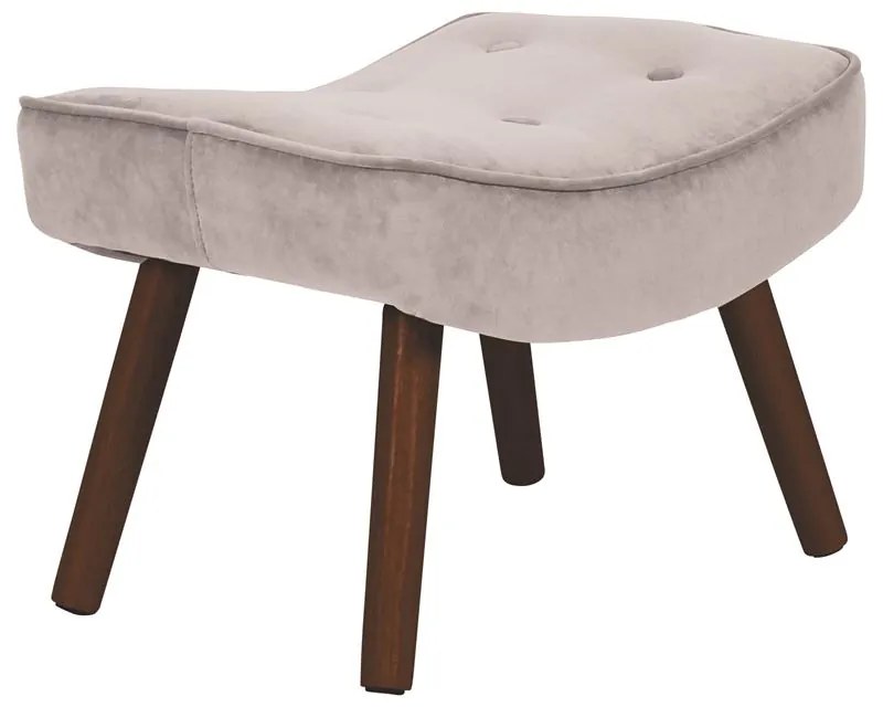 WOODWELL ALMA Σκαμπό - Υποπόδιο, Ύφασμα Velure Ανοιχτό Καφέ, Πόδια Καρυδί, K/D 52x38x35cm Ε7141,21Κ