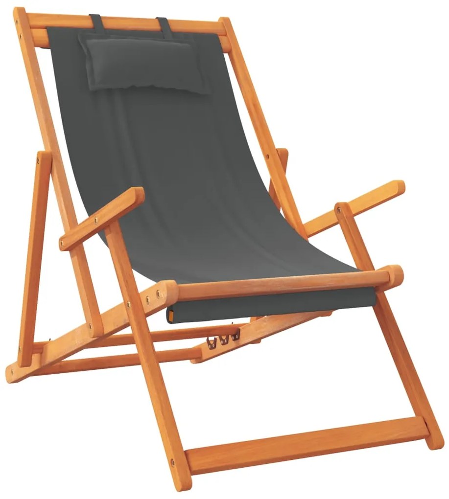 vidaXL Καρέκλες Παραλίας Πτυσσόμενες 2 τεμ. Γκρι Υφασμάτινες