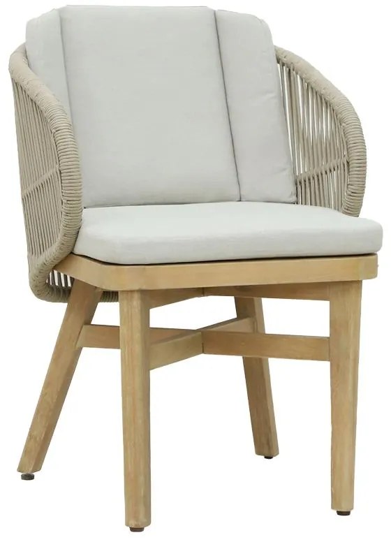 Καρέκλα - Πολυθρόνα Farem μασίφ ξύλο ευκαλύπτου - μπεζ ύφασμα 53x60x80 εκ. 53x60x80 εκ.