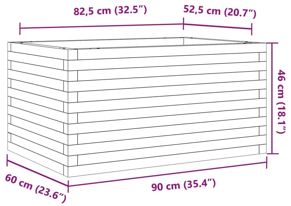 Ζαρντινιέρα Κήπου 90x60x46 εκ. από Μασίφ Ξύλο Ψευδοτσούγκας - Καφέ