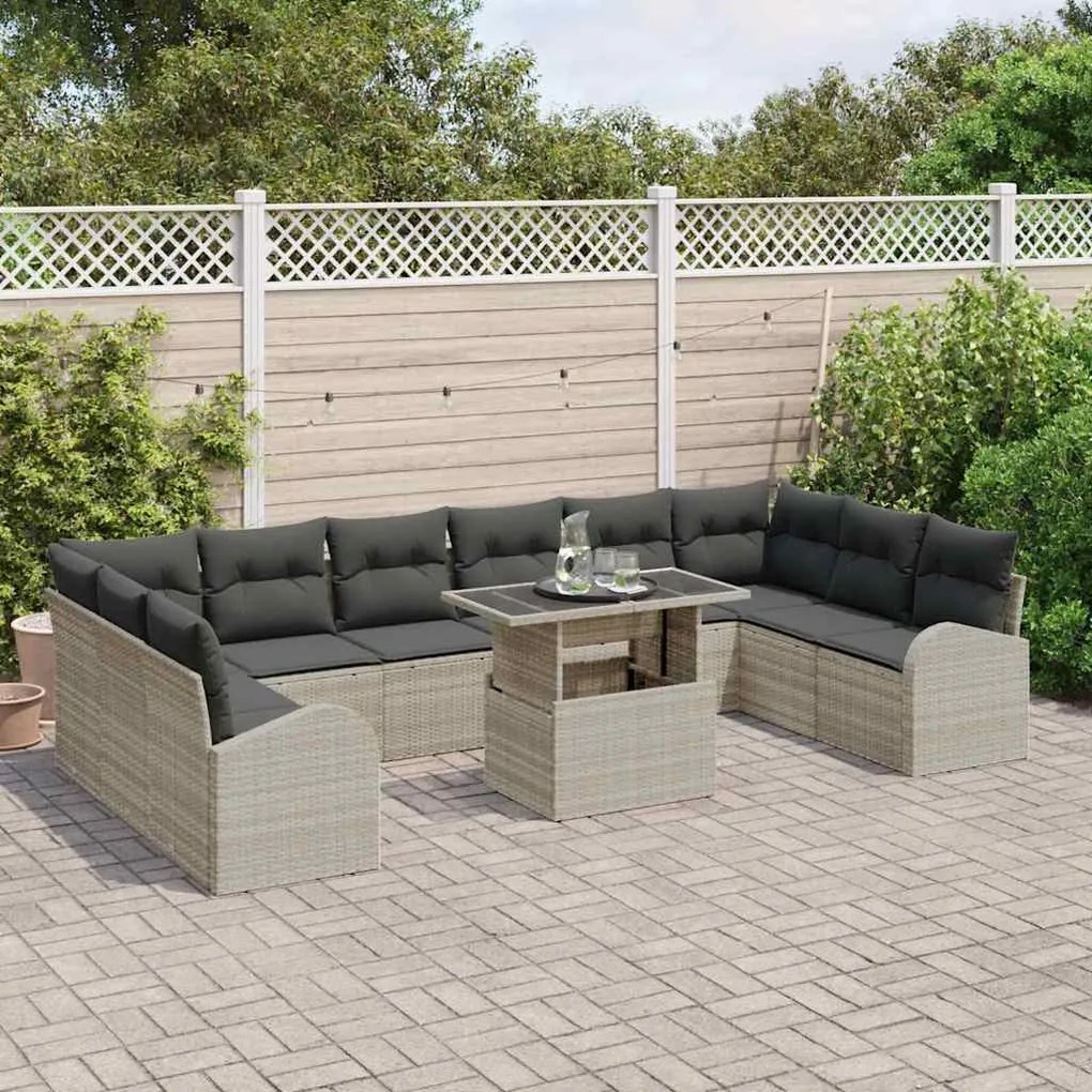 vidaXL Σετ Καναπέ Κήπου 11 pcs Ανοιχτό γκρι 100 x 55 x 73 εκ