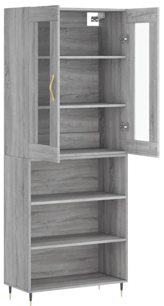 vidaXL Ντουλάπι Γκρι Sonoma 69,5 x 34 x 180 εκ. Επεξεργασμένο Ξύλο