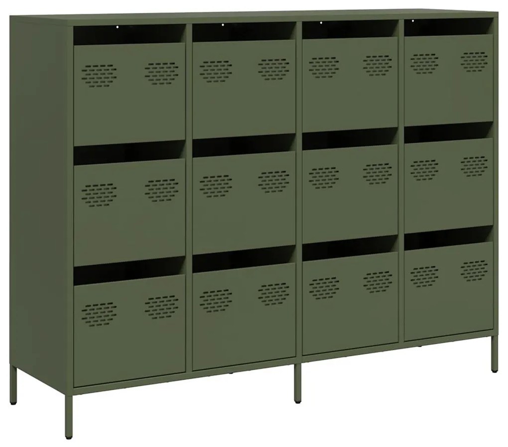 vidaXL Sideboard Olive Green 135x39x103,5 cm Ατσάλι ψυχρής έλασης