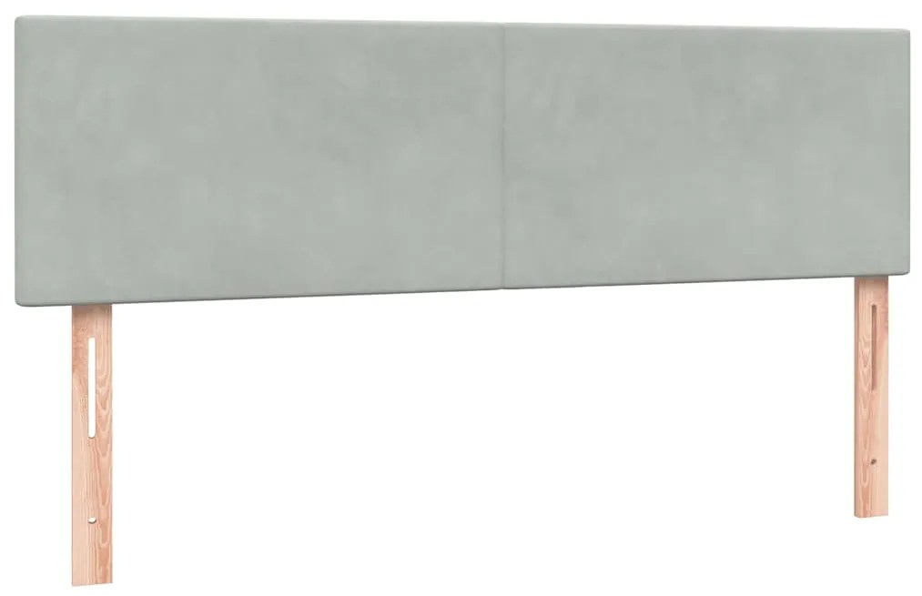vidaXL Κρεβάτι Boxspring με Στρώμα Ανοιχτό Γκρι 140x210 εκ. Βελούδινο