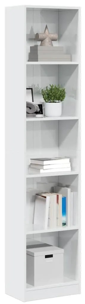 vidaXL Βιβλιοθήκη Γυαλιστερό Λευκό 40x24x176 εκ. Επεξεργασμένο Ξύλο