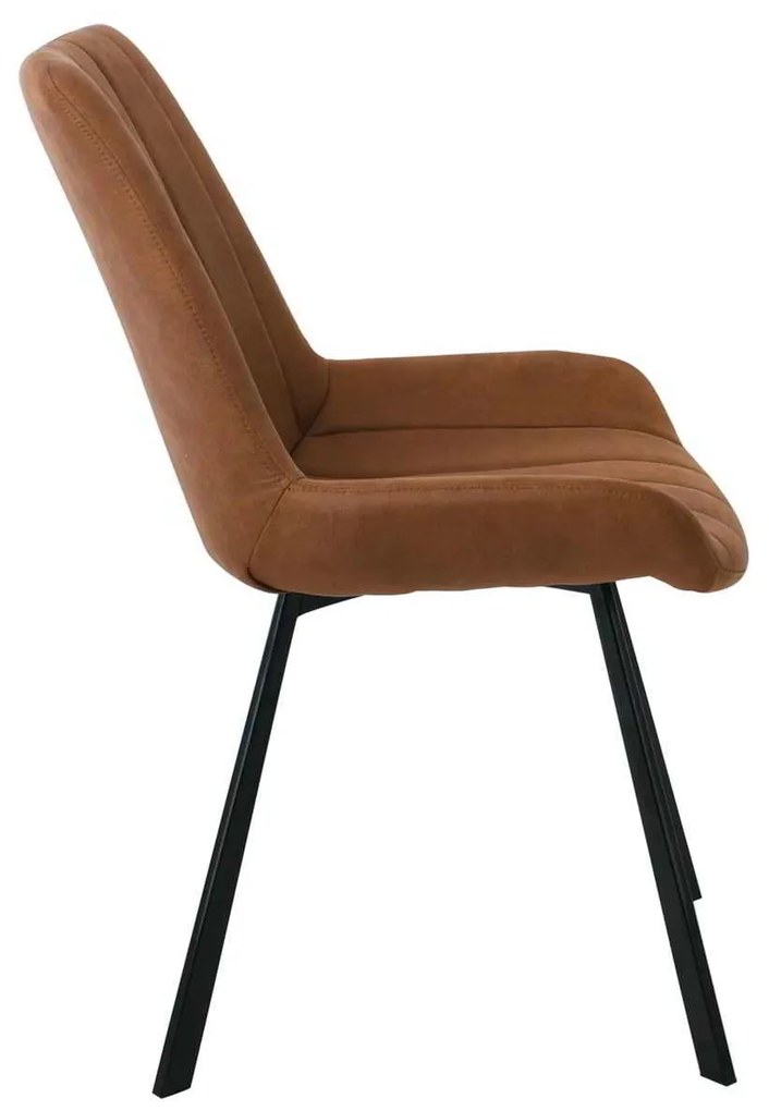 Καρέκλα Μεταλλική MATT Μαύρη/Ύφασμα Suede Καφέ 55x61x88cm (Σετ 4 ΤΕΜ)