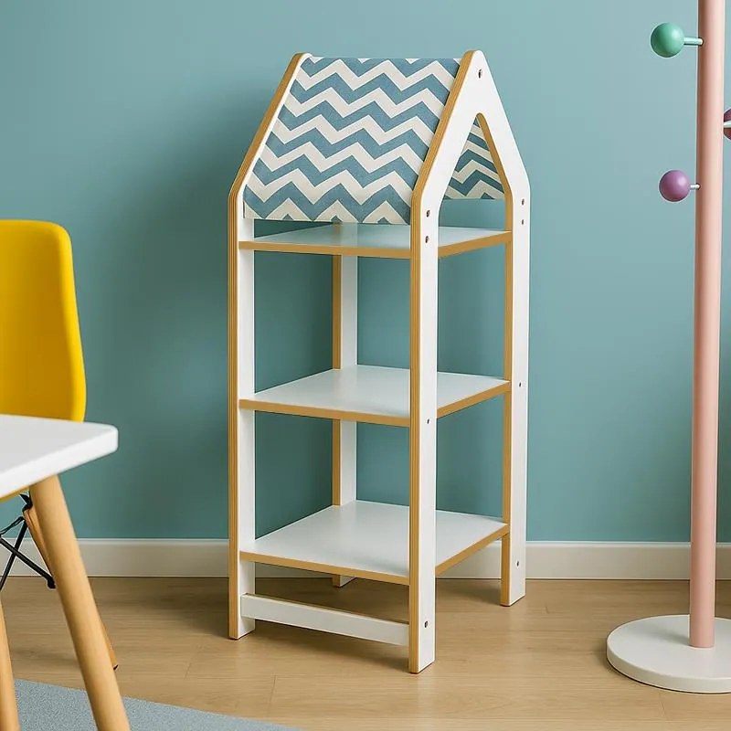 Ραφιέρα Montessori Zoilen I λευκό-μπλε mdf 50x30x100εκ 50x30x100 εκ.