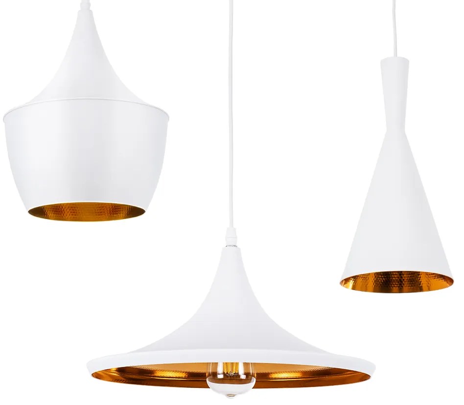 01026 GloboStar® GLOBOSTAR® SHANGHAI 01026 Μοντέρνο Κρεμαστό Φωτιστικό Οροφής με Ντουί 3 x E27 AC 220-240V IP20 - Λευκό &amp; Χρυσό - Μ79.5 x Π79.5 x Υ38cm - Σετ 3 Τεμαχίων