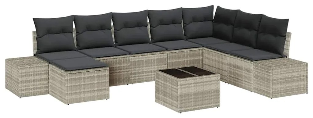 vidaXL Σετ Καναπέ Κήπου 9 pcs Ανοιχτό γκρι 319 x 209 x 85 εκ.