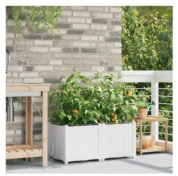vidaXL Ζαρντινιέρες κήπου Λευκό 80 x 40 x 37.5 cm Ατσάλι