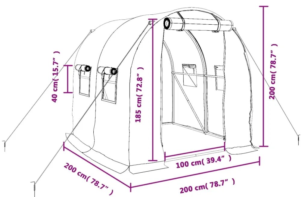 Θερμοκήπιο με Ατσάλινο Πλαίσιο Λευκό 4 μ² 2 x 2 x 2 μ. - Λευκό