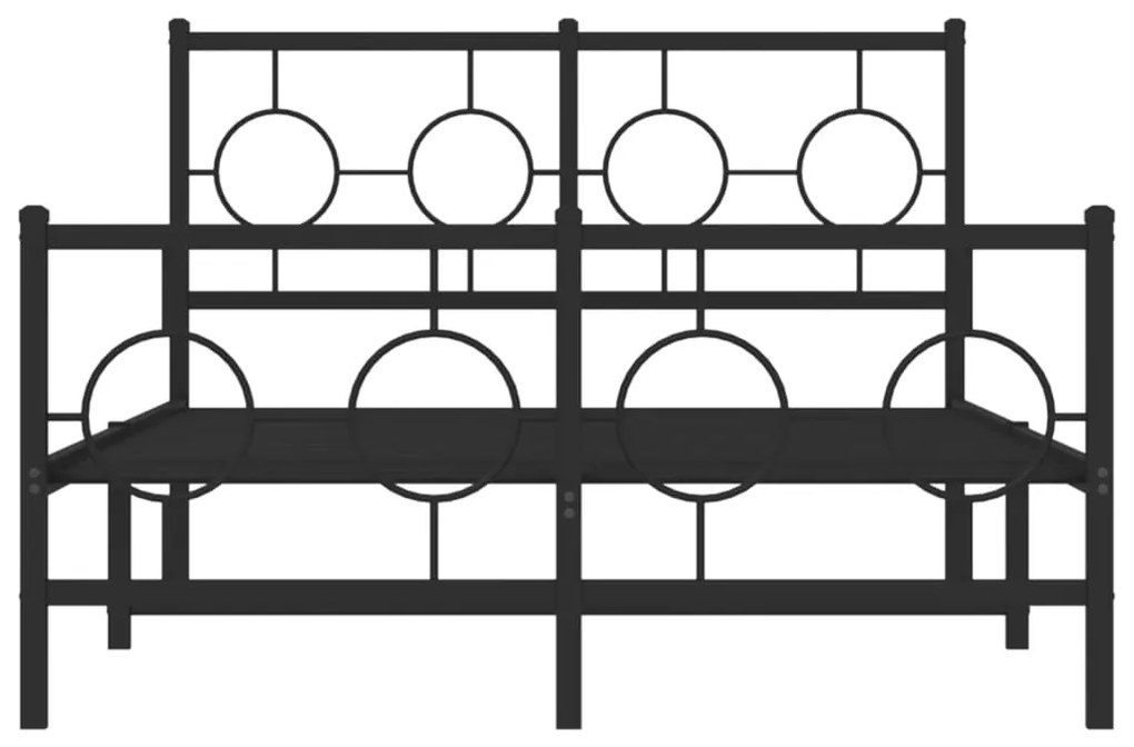 Πλαίσιο Κρεβατιού με Κεφαλάρι&amp;Ποδαρικό Μαύρο 120x200εκ. Μέταλλο - Μαύρο