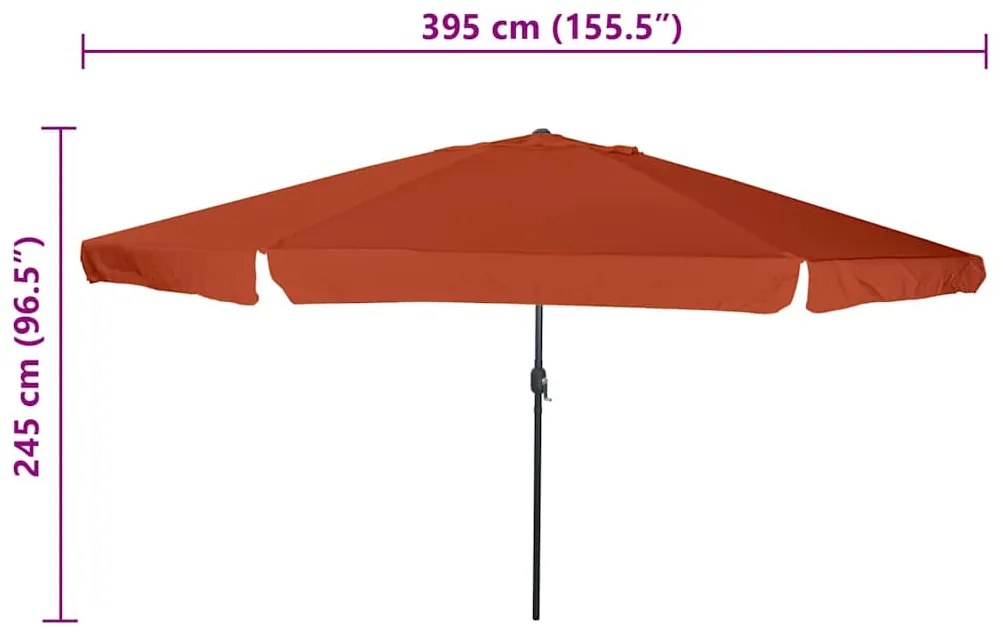 vidaXL Ομπρέλα Κήπου Τερακότα 395 x 395 x 245 εκ.