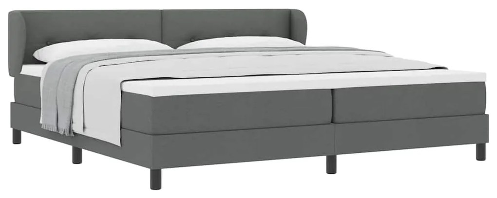 vidaXL Κρεβάτι box spring με στρώμα Σκούρο γκρι 200 x 200 cm ύφασμα