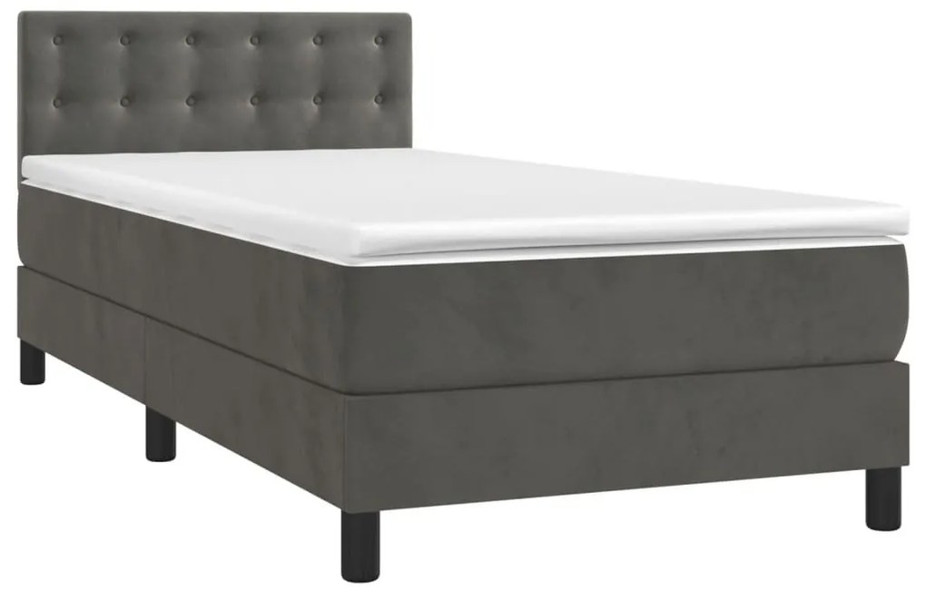 vidaXL Κρεβάτι Boxspring με Στρώμα Σκούρο Γκρι 80x200 εκ. Βελούδινο