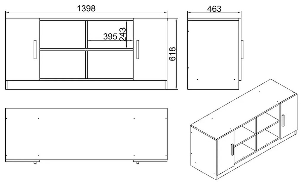 ΒΙΒΛΙΟΘΗΚΗ ARTELIBRE EDMONTON ΟΞΙΑ/ΜΑΥΡΟ ΜΟΡΙΟΣΑΝΙΔΑ 139.8X46.3X61.8CM